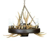 Wagon Wheel Faux Mule Deer Antler Chandelier