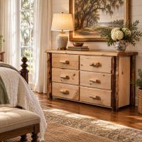 Rustic Dresser: Some lifestyle images are created with AI for visualization purposes. Crafted from natural solid wood, each piece is unique and will vary.