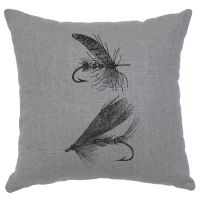 Fly Lures Decor Pillow - Gray Linen