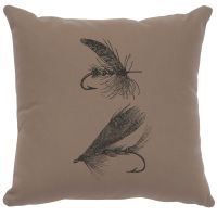 Fly Lures Decor Pillow - Taupe Cotton