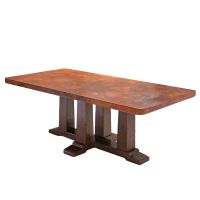 Four Post Hammered Copper Dining Table - 72"-84" (Up to 6 Chairs)