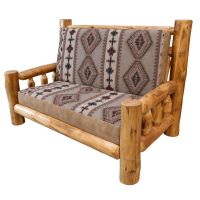 Beartooth Aspen Log Futon Loveseat - Natural Log - Ivanhoe Nude Accent Upholstery & Apache Stone Main Upholstery