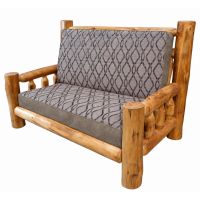 Beartooth Aspen Log Futon Loveseat - Natural Log - Outlier Mushroom Accent Upholstery & Elisende Natural Main Upholstery