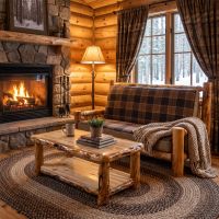 Rustic Futon: Some lifestyle images are created with AI for visualization purposes. Crafted from natural solid wood, each piece is unique and will vary.