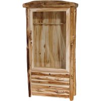 Beartooth Aspen 2 Drawer Log Gun Cabinet - Flat Drawer Fronts - Wild Panel & Natural Log