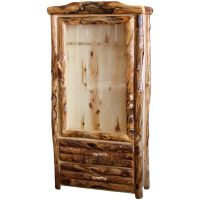 Beartooth Aspen 2 Drawer Log Gun Cabinet - Flat Drawer Fronts - Natural Panel & Gnarly Log