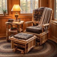 Aspen Log Glider: Some lifestyle images are created with AI for visualization purposes. Crafted from natural solid wood, each piece is unique and will vary.