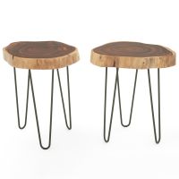 Golden Walnut Hairpin End Tables