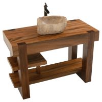 Modern Golden Walnut Open Vanity shown in Golden Walnut