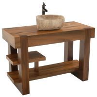 Modern Golden Walnut Open Vanity shown in Golden Walnut