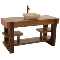Modern Golden Walnut Open Vanity shown in Golden Walnut