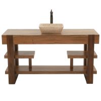 Modern Golden Walnut Open Vanity shown in Golden Walnut