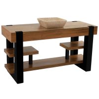 Modern Golden Walnut Open Vanity shown in Golden Walnut & Ebony Mahogany