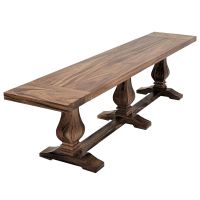Golden Walnut Trestle Dining Bench