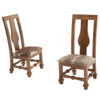 Golden Walnut Upholstered Cowhide Dining Chairs