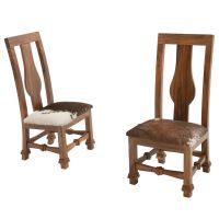 Golden Walnut Upholstered Cowhide Dining Chairs