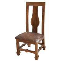 Golden Walnut Upholstered Cowhide Dining Chair