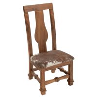 Golden Walnut Upholstered Cowhide Dining Chair