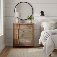 Contemporary Chest of Drawers: Some lifestyle images are created with AI for visualization purposes. Crafted from natural solid wood, each piece is unique and will vary.