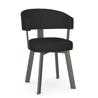 Grissom Contemporary Upholstered Dining Chair - Metallo Metal Frame Finish - Ink Faux Leather Upholstery