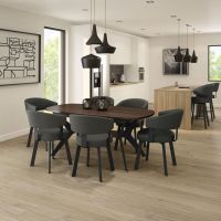 Grissom Contemporary Upholstered Dining Chair - Black Coral Metal Frame Finish - Volcano Fabric Upholstery