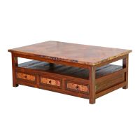 Hammered Copper 6 Drawer Coffee Table