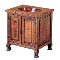 Hammered Copper Double Door Bathroom Vanity (Discontinued Hardware & Copper Top - Current Hardware is Cast Bronze knobs & Top is thicker & without nailhead trim)