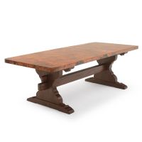 Hand-Hammered Copper Trestle Dining Table