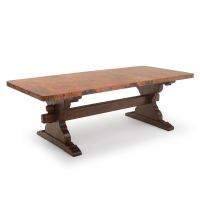 Hand-Hammered Copper Trestle Dining Table