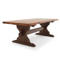 Hand-Hammered Copper Trestle Dining Table