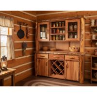 Rustic Log Hutch: Some lifestyle images are created with AI for visualization purposes. Crafted from natural solid wood, each piece is unique and will vary.