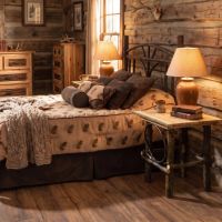 Rustic Hickory Nightstand: Some lifestyle images are created with AI for visualization purposes. Crafted from natural solid wood, each piece is unique and will vary.