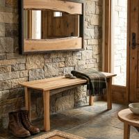 Barn Wood Bench: Some lifestyle images are created with AI for visualization purposes. Crafted from natural solid wood, each piece is unique and will vary.