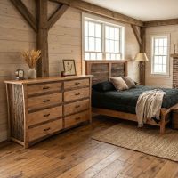 Barnwood Dresser: Some lifestyle images are created with AI for visualization purposes. Crafted from natural solid wood, each piece is unique and will vary.