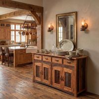 Barn Wood Sideboard: Some lifestyle images are created with AI for visualization purposes. Crafted from natural solid wood, each piece is unique and will vary.