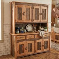 Barn Wood Hutch: Some lifestyle images are created with AI for visualization purposes. Crafted from natural solid wood, each piece is unique and will vary.