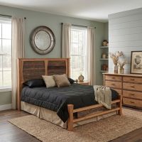 Barn Wood Bed: Some lifestyle images are created with AI for visualization purposes. Crafted from natural solid wood, each piece is unique and will vary.