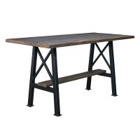 Highbridge Industrial Barn Wood Pub Table - X Design - Light Brown Table Top Finish