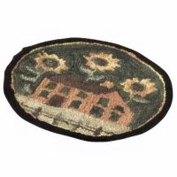 House & Sunflowers Hooked Chair Pad