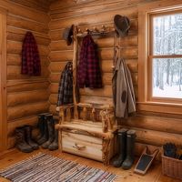 Hall Tree Bench: Some lifestyle images are created with AI for visualization purposes. Crafted from natural solid wood, each piece is unique and will vary.