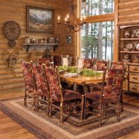 Hickory Log Dining Table & Chairs: Some lifestyle images are created with AI for visualization purposes. Crafted from natural solid wood, each piece is unique and will vary.