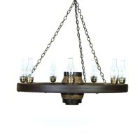 Faux Large Wagon Wheel Chandelier