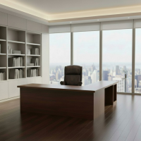 Creekside Executive Desk: Some lifestyle images are created with AI for visualization purposes. Crafted from natural solid wood, each piece is unique and will vary.