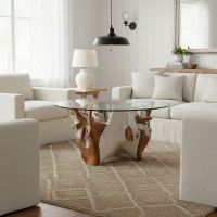 White Teak Root Coffee Table