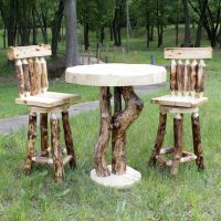 Aspen Log Snow Bent Pub Table with Stools