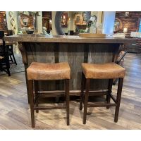 Modern Classic Upholstered Saddle Seat Stool - Bomber Jacket Brown Leather
