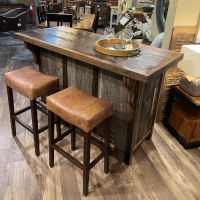 Modern Classic Upholstered Saddle Seat Stool - Bomber Jacket Brown Leather