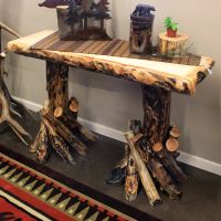 Aspen Fireside Log Sofa Table - Light Aspen - Clear Finish - Extra Character