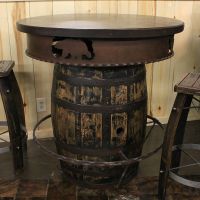 Rustic Whiskey Barrel Pub Table