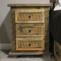 Rural Root 3 Drawer Weathered Wood Nightstand--Clear finish